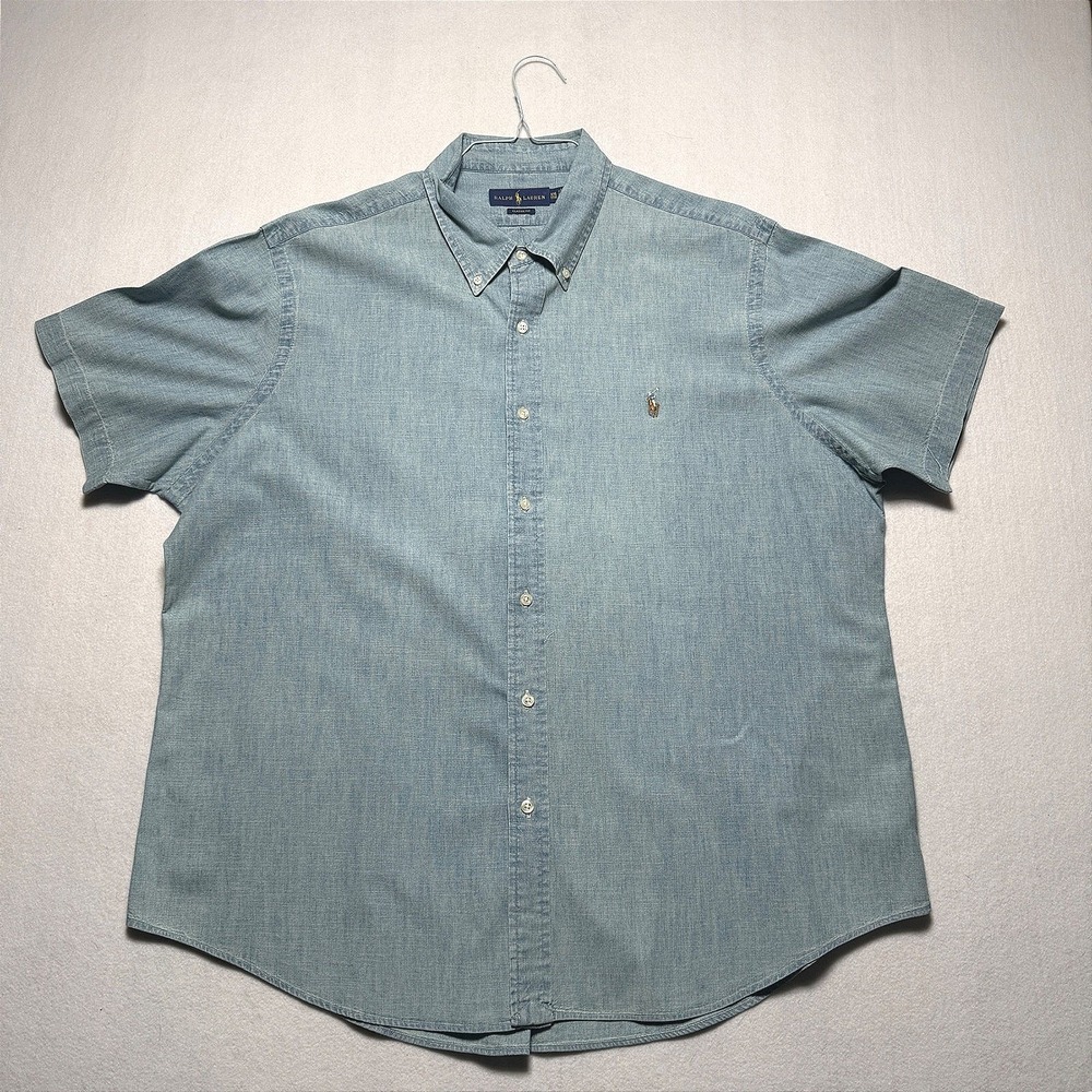 Polo Ralph Lauren Mens XXL Classic Fit Chambray Short Sleeve Button Down Shirt